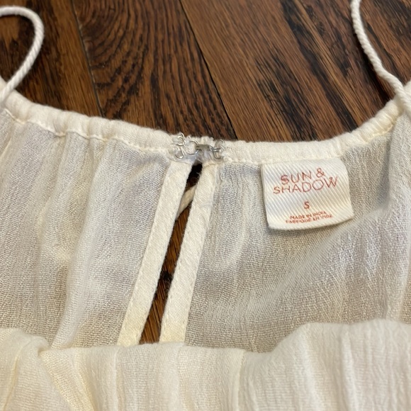 White Sun & Shadow Peasant Crochet Style Spaghetti Strap Top - Picture 4 of 5